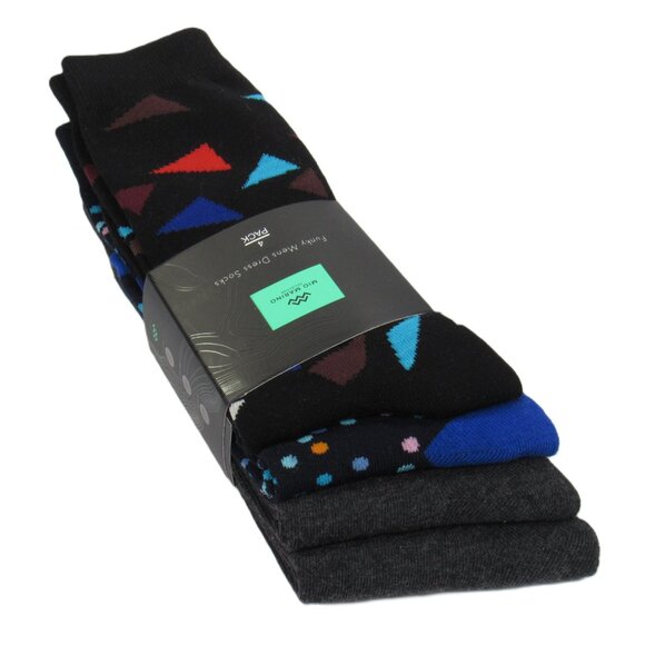 Mio Marino Men's Funky Dress Socks 4-Pack Navy, Black, Charcoal Combo Size 10-13 - Picture 1 of 6